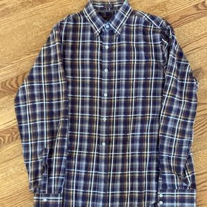 EUC MENS plaid shirt. Black Brown 1826 brand. Sold at Lord & Taylor. Size Large